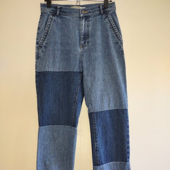 Vintage Chino High Waisted Mom Jeans ColorBlock Patchwork Boho Women's Size 6 - Picture 4 of 7